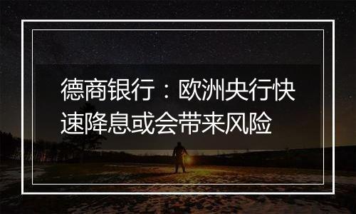 德商银行:欧洲央行快速降息或会带来风险