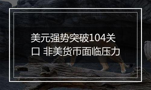 美元强势突破104关口 非美货币面临压力