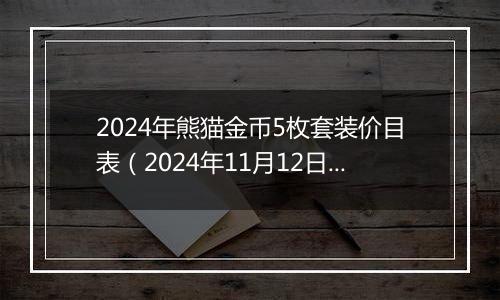 2024年熊猫金币5枚套装价目表(2024年11月12日)
