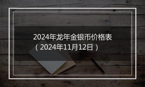 2024年龙年金银币价格表(2024年11月12日)