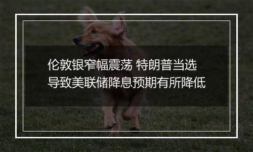 伦敦银窄幅震荡 特朗普当选导致美联储降息预期有所降低