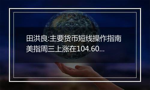 田洪良:主要货币短线操作指南 美指周三上涨在104.60之下遇阻