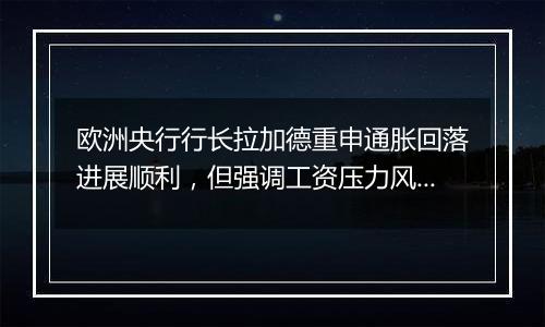 欧洲央行行长拉加德重申通胀回落进展顺利,但强调工资压力风险