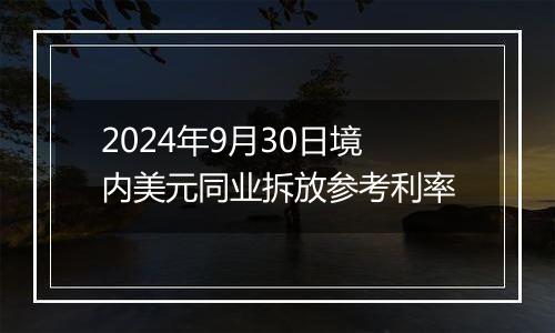 2024年9月30日境内美元同业拆放参考利率