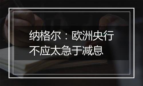纳格尔:欧洲央行不应太急于减息