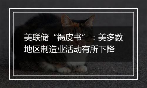 美联储“褐皮书”:美多数地区制造业活动有所下降