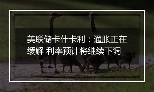 美联储卡什卡利:通胀正在缓解 利率预计将继续下调