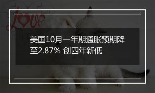 美国10月一年期通胀预期降至2.87% 创四年新低