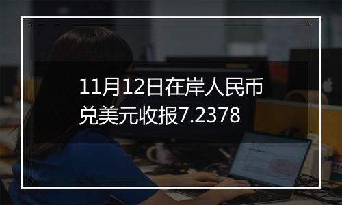 11月12日在岸人民币兑美元收报7.2378