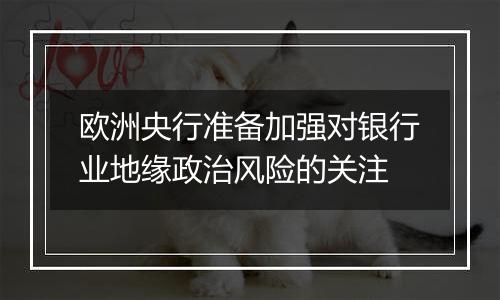 欧洲央行准备加强对银行业地缘政治风险的关注