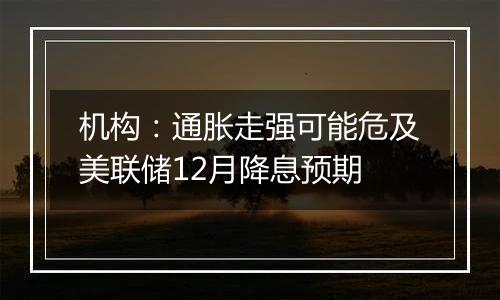 机构:通胀走强可能危及美联储12月降息预期