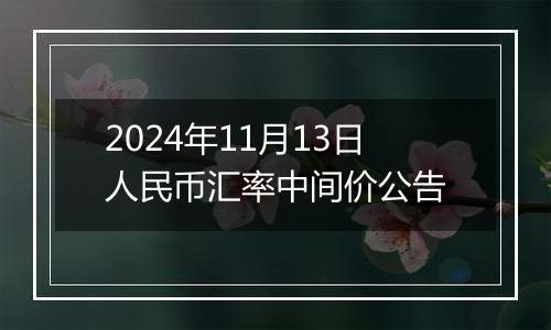 2024年11月13日人民币汇率中间价公告