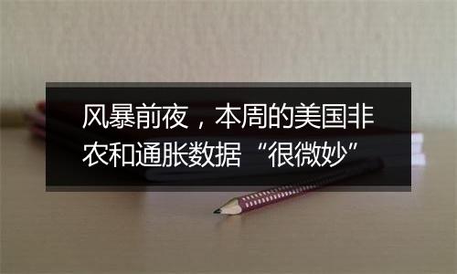 风暴前夜,本周的美国非农和通胀数据“很微妙”