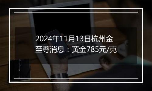 2024年11月13日杭州金至尊消息:黄金785元/克