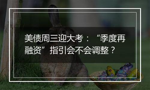 美债周三迎大考:“季度再融资”指引会不会调整?