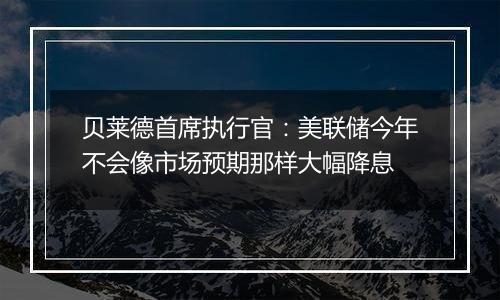 贝莱德首席执行官:美联储今年不会像市场预期那样大幅降息