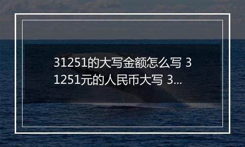 31251的大写金额怎么写 31251元的人民币大写 31251元的数字大写