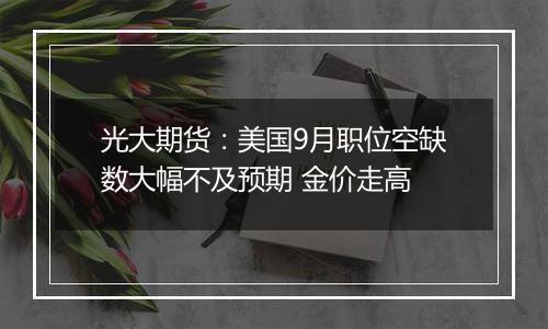 光大期货:美国9月职位空缺数大幅不及预期 金价走高