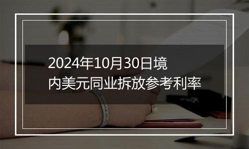 2024年10月30日境内美元同业拆放参考利率