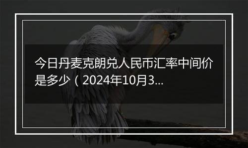 今日丹麦克朗兑人民币汇率中间价是多少(2024年10月30日)