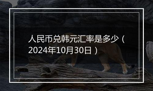 人民币兑韩元汇率是多少(2024年10月30日)