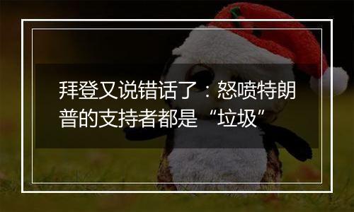 拜登又说错话了:怒喷特朗普的支持者都是“垃圾”