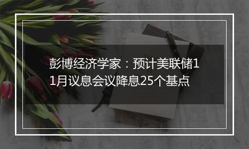 彭博经济学家：预计美联储11月议息会议降息25个基点