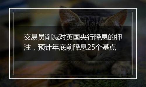 交易员削减对英国央行降息的押注,预计年底前降息25个基点