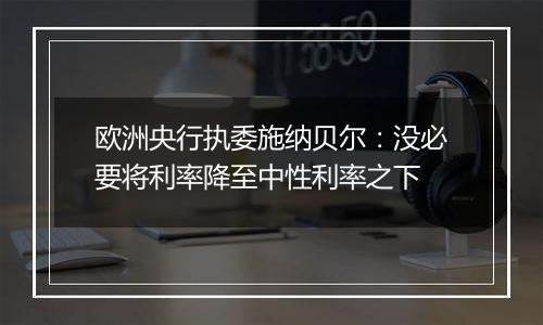 欧洲央行执委施纳贝尔:没必要将利率降至中性利率之下