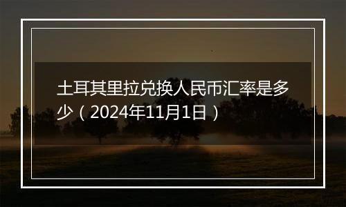 土耳其里拉兑换人民币汇率是多少(2024年11月1日)