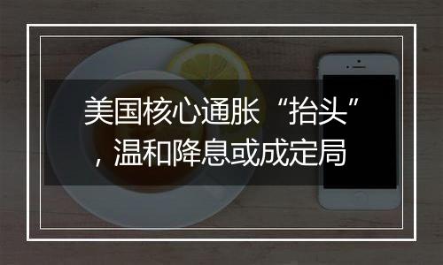美国核心通胀“抬头”,温和降息或成定局