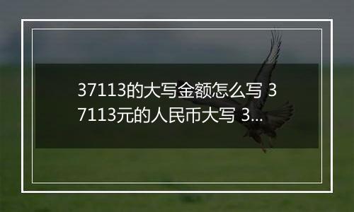 37113的大写金额怎么写 37113元的人民币大写 37113元的数字大写