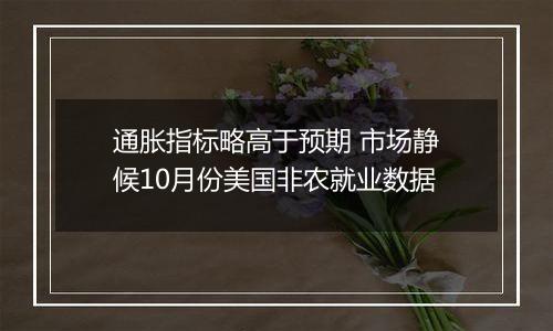 通胀指标略高于预期 市场静候10月份美国非农就业数据