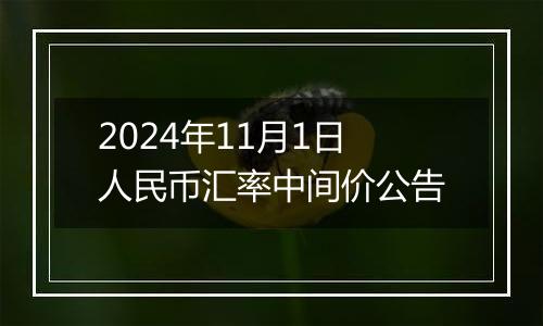 2024年11月1日人民币汇率中间价公告