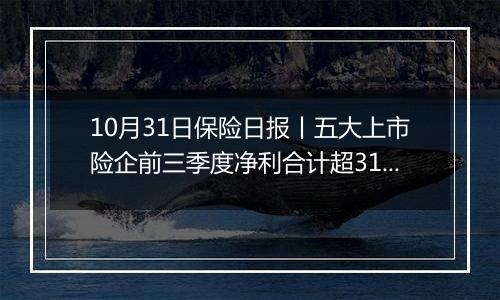 10月31日保险日报丨五大上市险企前三季度净利合计超3190亿,国内首家批发保险经纪公司来了