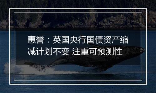 惠誉:英国央行国债资产缩减计划不变 注重可预测性
