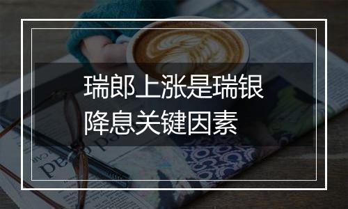 瑞郎上涨是瑞银降息关键因素