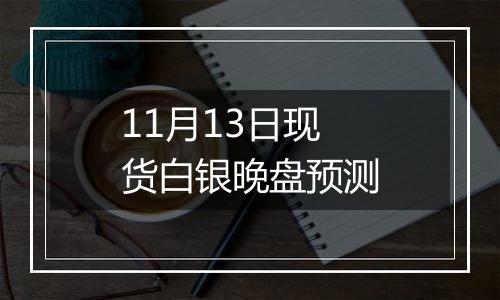 11月13日现货白银晚盘预测