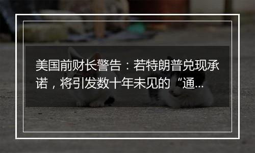 美国前财长警告:若特朗普兑现承诺,将引发数十年未见的“通胀危机”