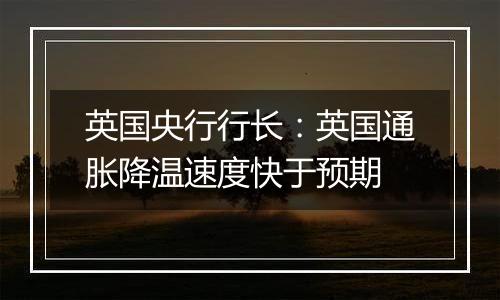 英国央行行长:英国通胀降温速度快于预期