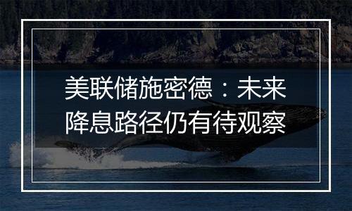 美联储施密德:未来降息路径仍有待观察
