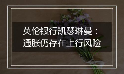 英伦银行凯瑟琳曼:通胀仍存在上行风险