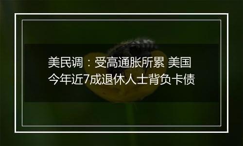 美民调:受高通胀所累 美国今年近7成退休人士背负卡债