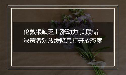 伦敦银缺乏上涨动力 美联储决策者对放缓降息持开放态度