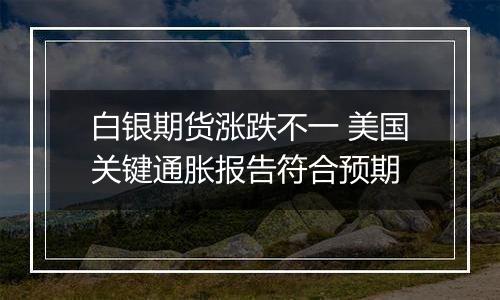 白银期货涨跌不一 美国关键通胀报告符合预期