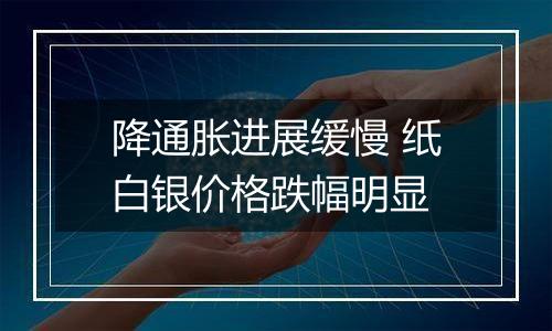 降通胀进展缓慢 纸白银价格跌幅明显