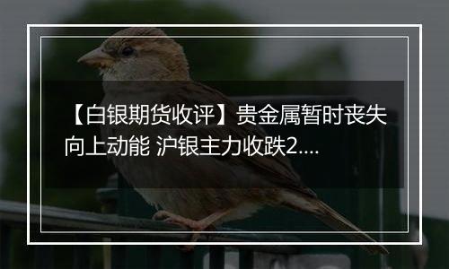 【白银期货收评】贵金属暂时丧失向上动能 沪银主力收跌2.32%