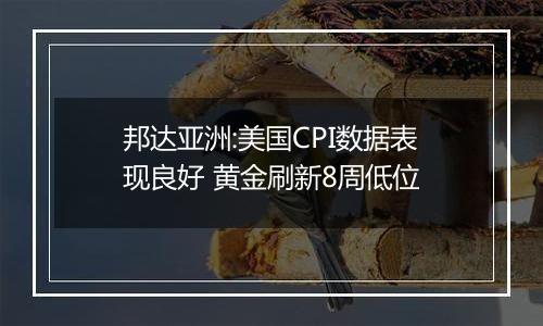 邦达亚洲:美国CPI数据表现良好 黄金刷新8周低位