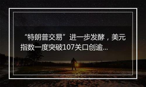 “特朗普交易”进一步发酵,美元指数一度突破107关口创逾一年新高