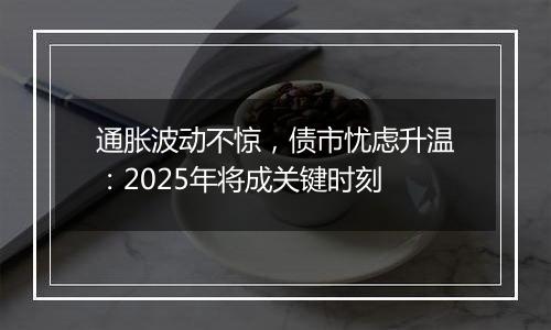 通胀波动不惊,债市忧虑升温:2025年将成关键时刻